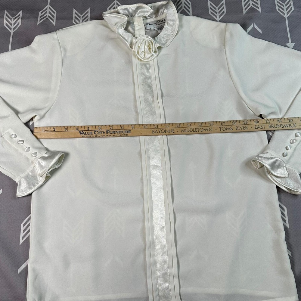 Oscar de la Renta Expressions Ivory Ruffle Collar Romantic Victorian Coquette 12 - Picture 6 of 9